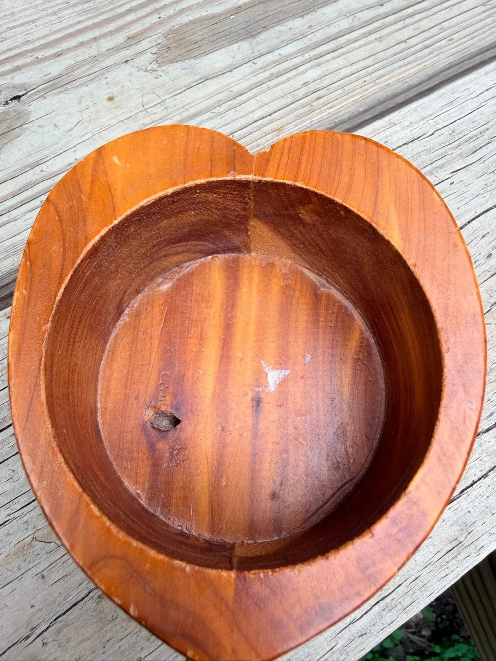Hand Carved Wooden Heart Bowl Rustic Romantic Decor Jewelry Dish Gift